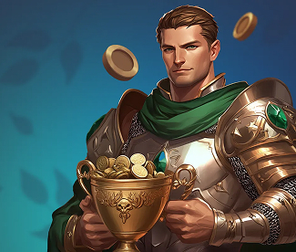 Baner Rycerz trzyma puchar na stronie Friday Roll Kasyno