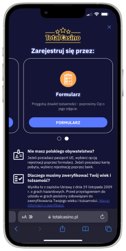 wybór rejestracji poprzez formularz